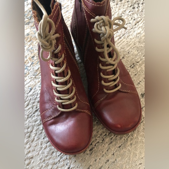 Fly London Yole Lace Up Wedge Ankle Boots in Oxblood Leather 40 - Picture 4 of 9